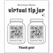 Virtuele tip pot met 2 QR-code Sticker (Voorkant)
