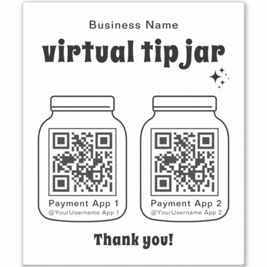 Virtuele tip pot met 2 QR-code Sticker (Voorkant)