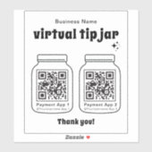 Virtuele tip pot met 2 QR-code Sticker (Vel)