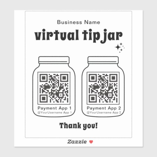Virtuele tip pot met 2 QR-code Sticker (Vel)