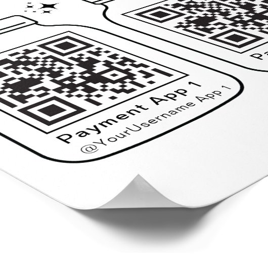 Virtuele tip pot met 3 QR-code Poster (Hoek)