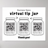 Virtuele tip pot met 3 QR-code Poster (Voorkant)