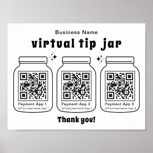 Virtuele tip pot met 3 QR-code Poster (Voorkant)