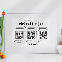 Virtuele tip pot met 3 QR-code Poster