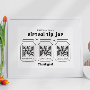 Virtuele tip pot met 3 QR-code Poster