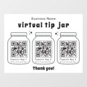 Virtuele tip pot met 3 QR-code Raamsticker (Vel)