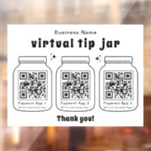 Virtuele tip pot met 3 QR-code Raamsticker (Vel 2)