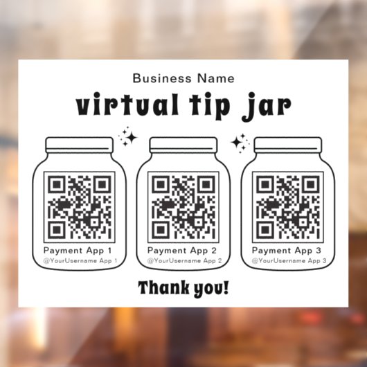 Virtuele tip pot met 3 QR-code Raamsticker (Vel 2)