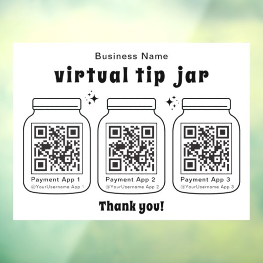 Virtuele tip pot met 3 QR-code Raamsticker (Vel 3)