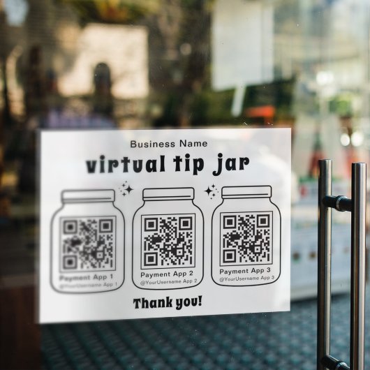 Virtuele tip pot met 3 QR-code Raamsticker