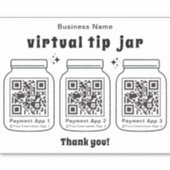 Virtuele tip pot met 3 QR-code Sticker (Voorkant)