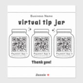 Virtuele tip pot met 3 QR-code Sticker (Vel)