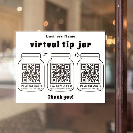 Virtuele tip pot met 3 QR-code Sticker