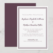 Virtuele Trouwdag Paars & Wit Minimalistisch Onlin Kaart (Voorkant / Achterkant)