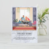 Virtuele trouwfeest marmeren uitnodiging (Staand voorkant)