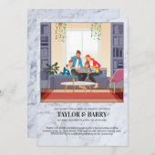 Virtuele trouwfeest marmeren uitnodiging (Voorkant / Achterkant)