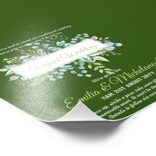 Virtuele trouwvideochat live streaming uitnodiging foto afdruk (Hoek)