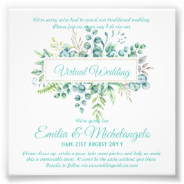 Virtuele trouwvideochat live streaming uitnodiging foto afdruk