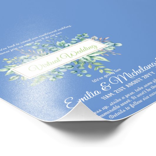 Virtuele trouwvideochat live streaming uitnodiging foto afdruk (Hoek)