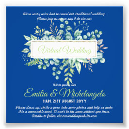 Virtuele trouwvideochat live streaming uitnodiging foto afdruk