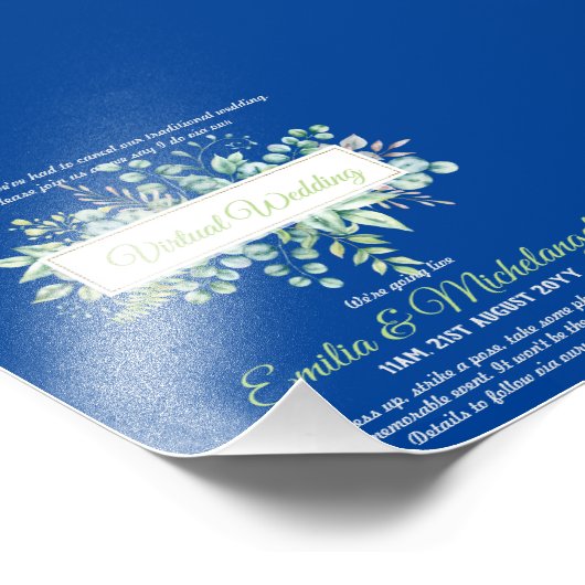 Virtuele trouwvideochat live streaming uitnodiging foto afdruk (Hoek)