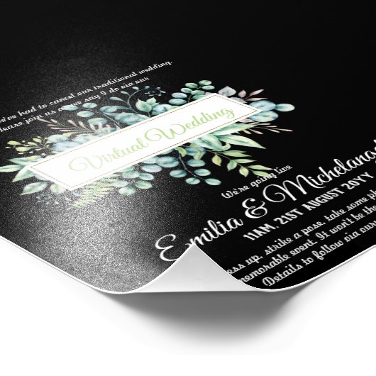 Virtuele trouwvideochat live streaming uitnodiging foto afdruk (Hoek)