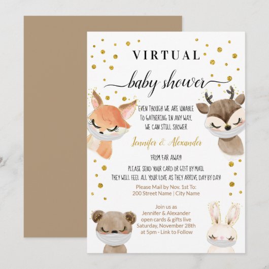 Virtuele uitnodiging voor Baby shower (Voorkant / Achterkant)