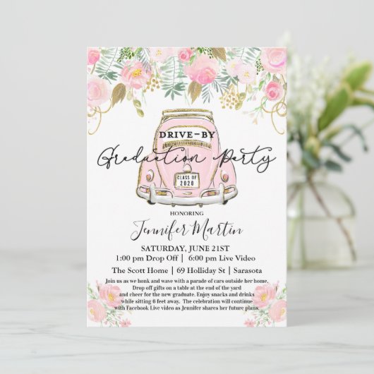 Virtuele uitnodiging voor diploma-uitreiking per a (Staand voorkant)