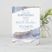 Virtuele uitnodiging voor geboorte Blauwe & Gold A (Staand voorkant)