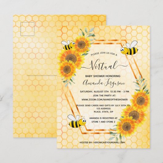 Virtuele uitnodiging voor het baby shower van scha (Voorkant / Achterkant)