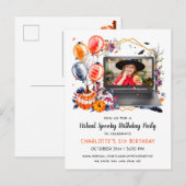 Virtuele uitnodiging voor verjaardagsfeest van Hal (Voorkant / Achterkant)