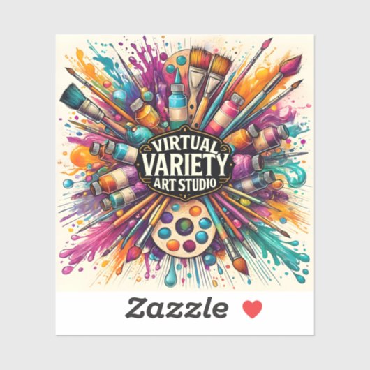 Virtuele Variëteit Kunststudio – Creatieve Verfspa Sticker (Vel)