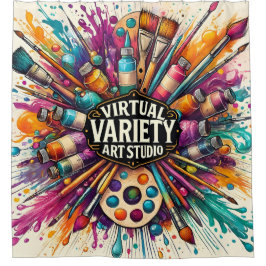 Virtuele Variëteit Kunststudio – Creatieve Verfwer Douchegordijn