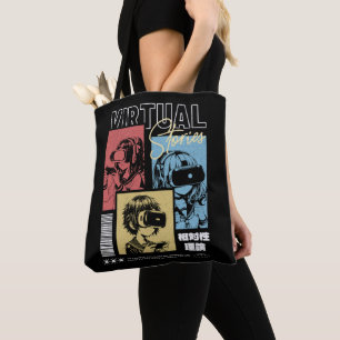 Virtuele Verhalen Retro Anime VR-gaming Tote Bag