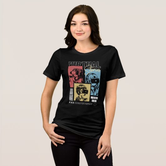 Virtuele verhalen Retro Anime VR-gaming Tri-Blend Shirt (Voorkant volledig)