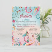 Virtuele verjaardag, kleurrijke florale grillige h kaart (Staand voorkant)