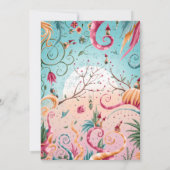 Virtuele verjaardag, kleurrijke florale grillige h kaart (Achterkant)