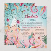 Virtuele verjaardag, kleurrijke florale grillige h kaart (Voorkant / Achterkant)