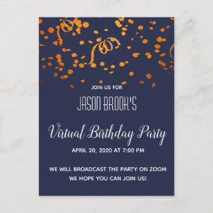 Virtuele verjaardag uitnodiging briefkaart