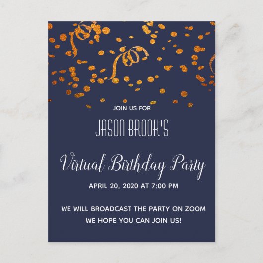 Virtuele verjaardag uitnodiging briefkaart (Voorkant)