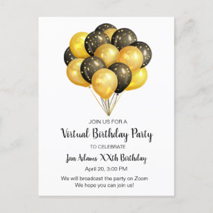 Virtuele verjaardag uitnodiging briefkaart