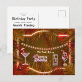 Virtuele verjaardag van de neonvolwassen briefkaart (Voorkant / Achterkant)