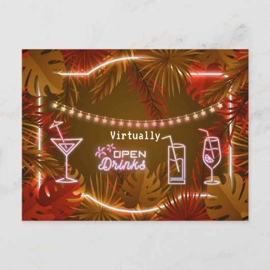 Virtuele verjaardag van de neonvolwassen briefkaart (Voorkant)