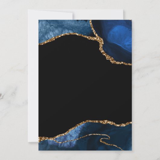 Virtuele verjaardag van Navy Blue & Gold Agate Kaart (Achterkant)