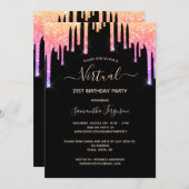 Virtuele verjaardagsregenbooglitter zwart roos gou kaart (Voorkant / Achterkant)