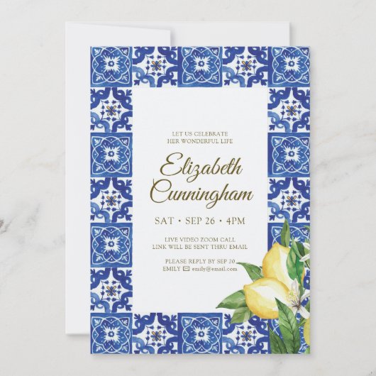 Virtuele viering van het leven Blue Mediterranean Kaart (Voorkant)