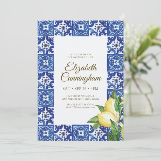 Virtuele viering van het leven Blue Mediterranean Kaart (Staand voorkant)