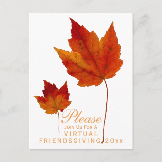Virtuele vriendschappelijke herfst Maple verlaat f Uitnodiging Briefkaart (Voorkant)