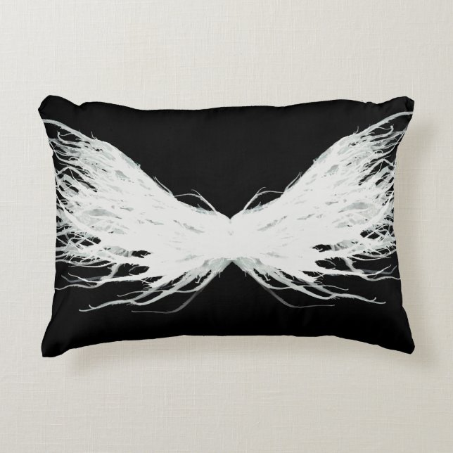 Virtues Abstract White Wings Alcohol Ink Art Accent Kussen (Voorkant)