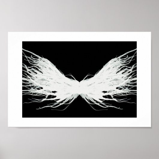 Virtues Abstract White Wings Alcohol Ink Art Poster (Voorkant)